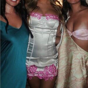 LACE PINK AND IVORY SLIP DRESS MESHKI